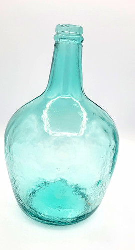 Aqua blue demijohn glass - blue, round